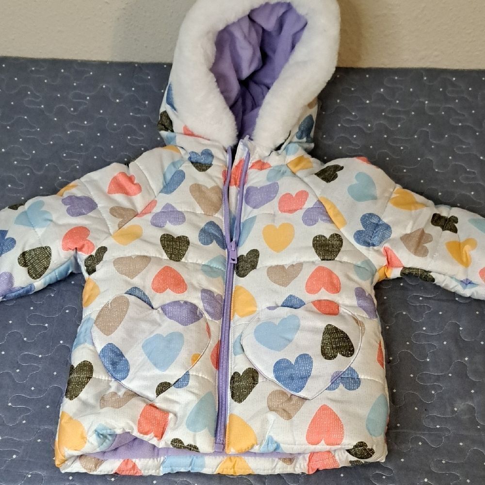Wippette Colorful Heart Patterned Puffer Jacket size 2T